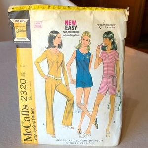 1970 Vintage McCall’s 2320 Cut Complete Jumpsuit Sewing Pattern (7 junior)